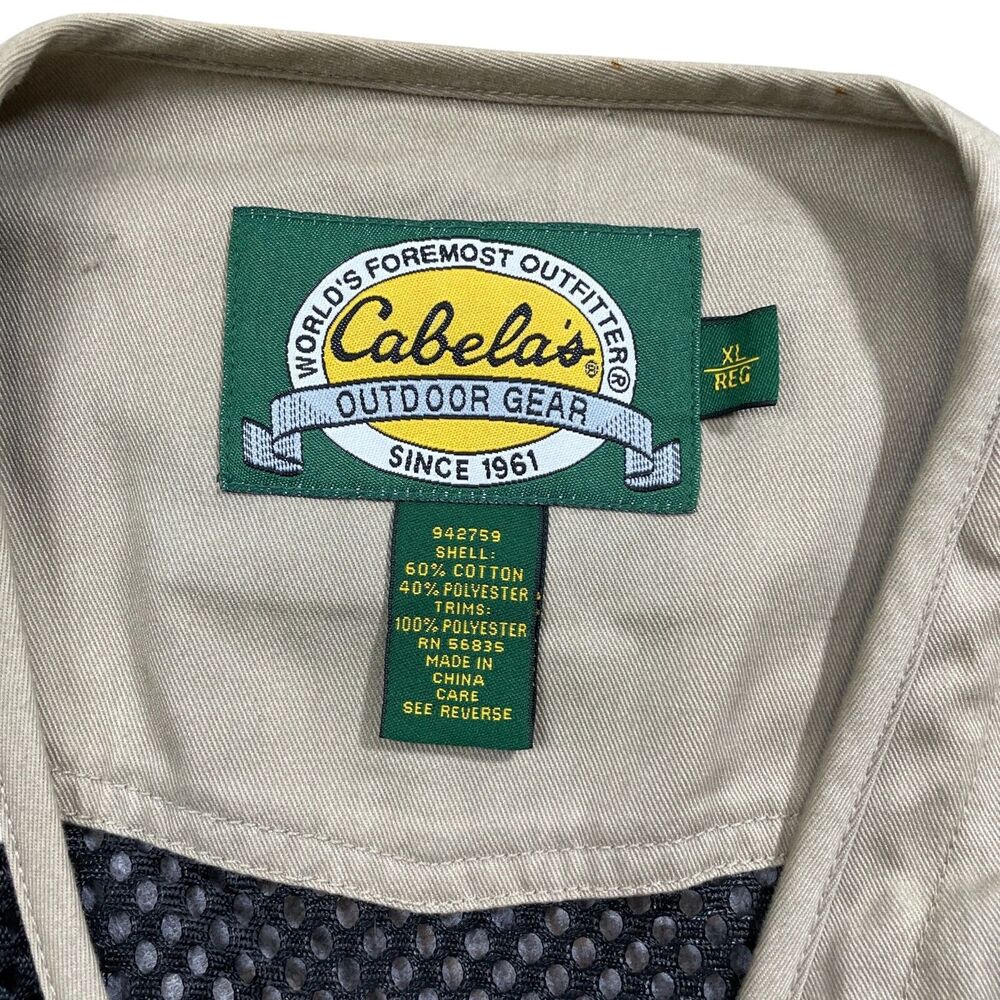 Cabela's XL Vest Full Zip Net Back Pockets Cotton Polyester - Picture 4 of 5